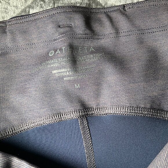 Athleta Women's Ultimate Stash Pocket 7/8 Tight Leggings Size M Gray & Navy NWT - Picture 3 of 9